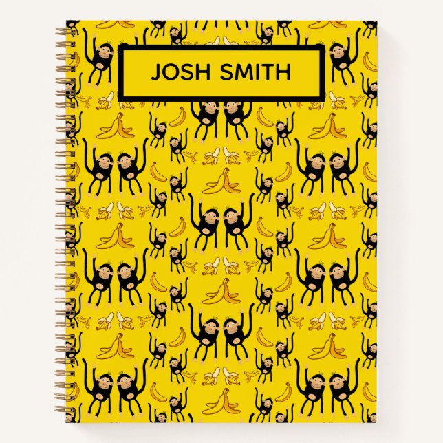 Cuaderno Mono Lindo y Estampado de Plátano (Anverso)