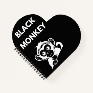 Cuaderno Mono Negro Pequeño y Lindo