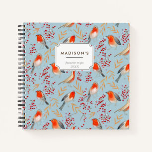 Cuaderno Mono rojo azul navideño lindo patrón