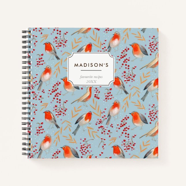 Cuaderno Mono rojo azul navideño lindo patrón (Anverso)