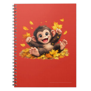 Cuaderno Mono sonriente con grandes ojos juguetón tropical 