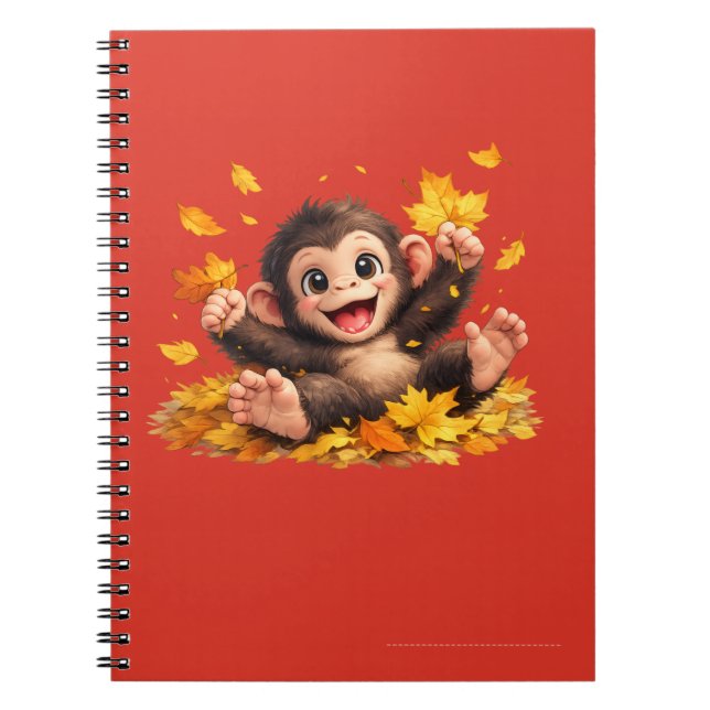 Cuaderno Mono sonriente con grandes ojos juguetón tropical  (Frente)