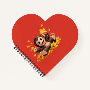 Cuaderno Mono sonriente con grandes ojos juguetón tropical