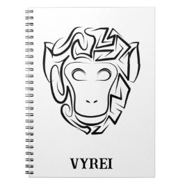 Cuaderno Mono tribal blanco y negro