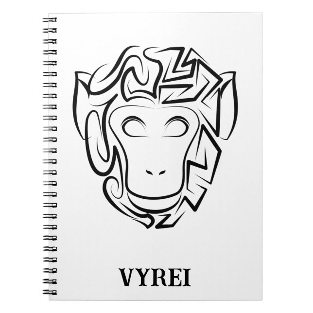 Cuaderno Mono tribal blanco y negro (Frente)