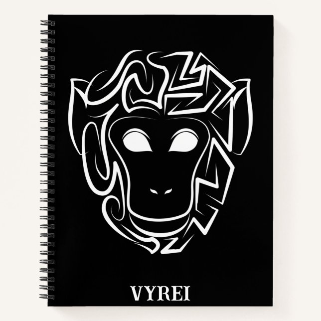 Cuaderno Mono tribal blanco y negro (Anverso)
