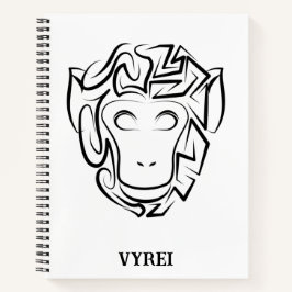 Cuaderno Mono tribal blanco y negro