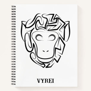Cuaderno Mono tribal blanco y negro