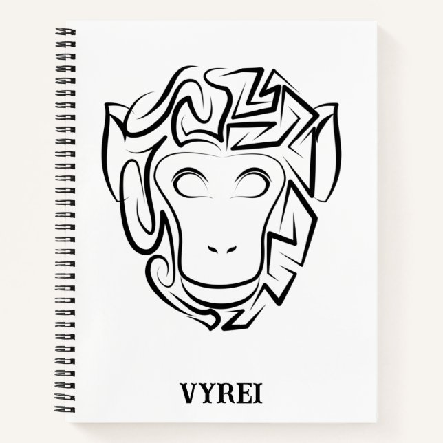 Cuaderno Mono tribal blanco y negro (Anverso)