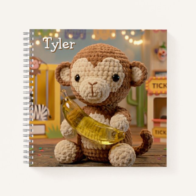 Cuaderno Mono y elefante tejidos adorables (Anverso)