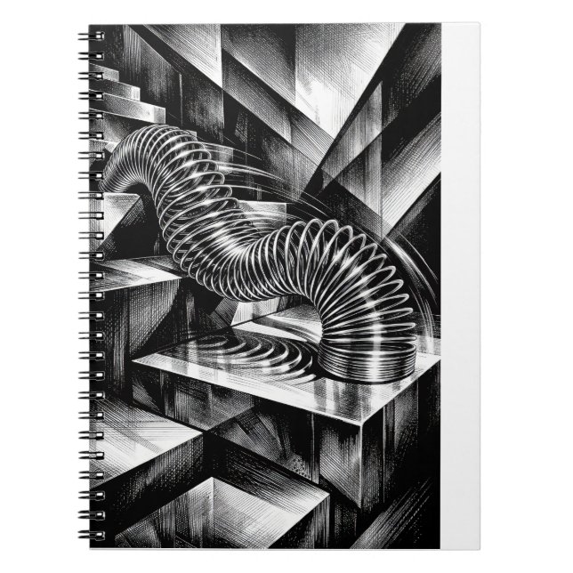 Cuaderno Monochrome Slinky Tumbling Down Chrome Steps (Frente)