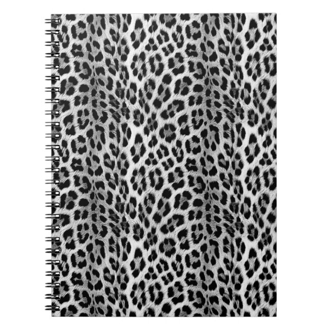Cuaderno Monocromo blanco y negro, patrón leopardo (Frente)
