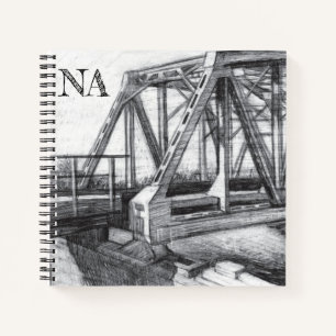 Cuaderno Monocromo del puente antiguo pencilart
