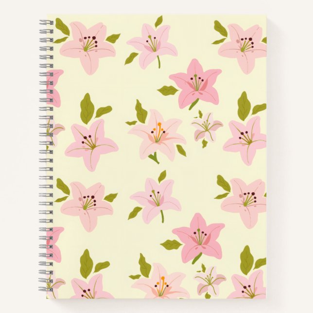 Cuaderno Monoflor Patrón de Jardín Floral (Anverso)