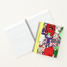 Cuaderno Monogram colorful spooky cartoon Vampire Red green