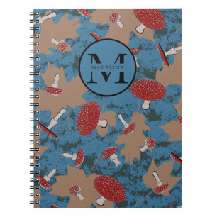 Cuaderno Monogram Cute Mushroom Fungi Pattern Notebook