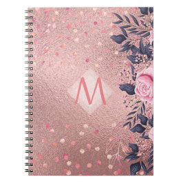 Cuaderno MONOGRAM floral azul rosado giratorio giratorio de