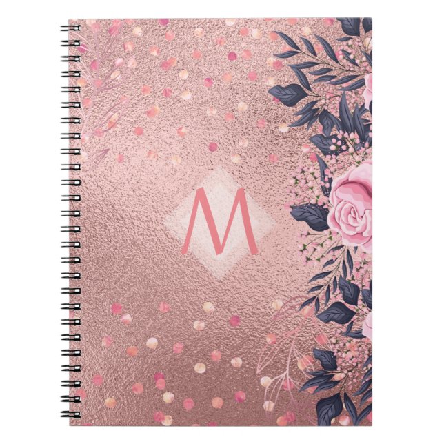 Cuaderno MONOGRAM floral azul rosado giratorio giratorio de (Frente)