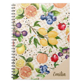 Cuaderno Monogram fruit pattern Pretty Brown Orange 