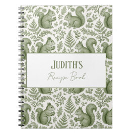 Cuaderno Monogram Green Chinoiserie Squirrel Woodsy Recipe
