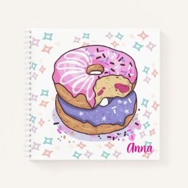 Cuaderno Monogram Hand painted donut Pink Purple Cute