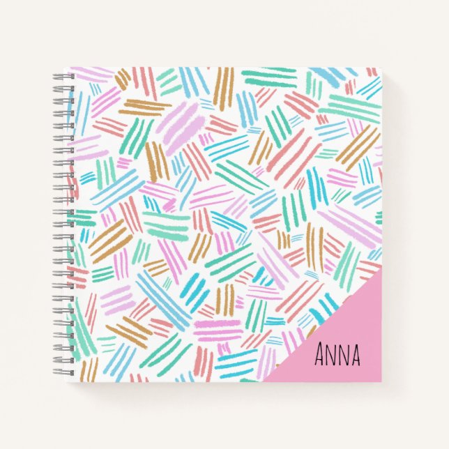 Cuaderno Monogram pretty abstract Cute lines blue Pinky  (Anverso)