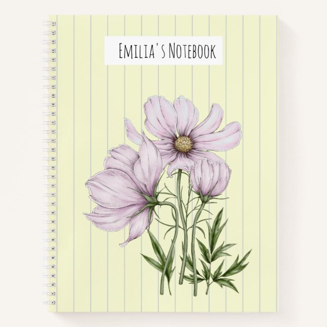 Cuaderno Monogram pretty pastel retro 50s Purple floral (Anverso)