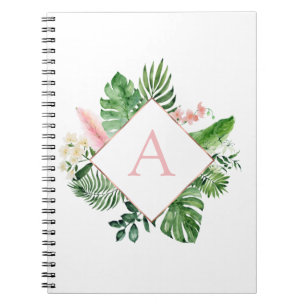 Cuaderno Monogram Tropical Palm Green White Botanical