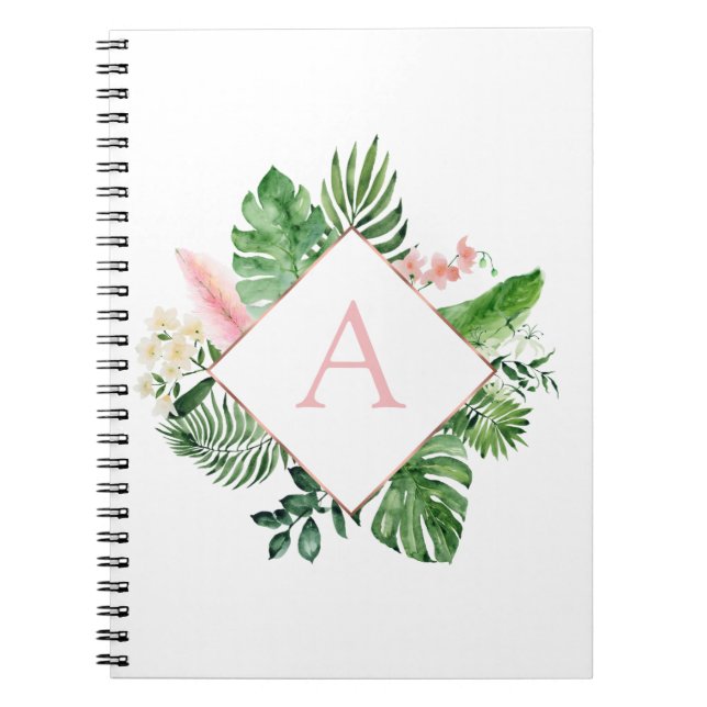 Cuaderno Monogram Tropical Palm Green White Botanical (Frente)