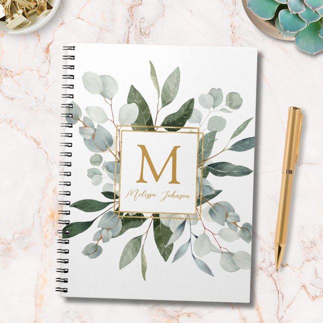 Cuaderno Monogram Watercolor Tropical Green Eucalyptus (In situ)