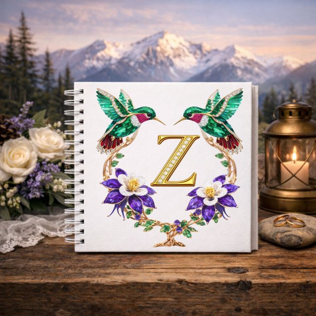Cuaderno Monogram Z Gold Hummingbird Wedding Shower Gift (Subido por el creador)