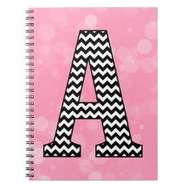 Cuaderno Monograma "A" de cheurón negro y blanco