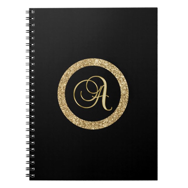 Cuaderno Monograma A, elegante letra dorada (Frente)