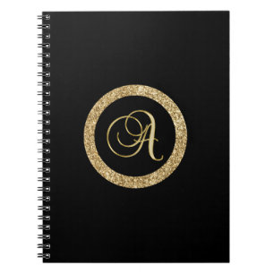 Cuaderno Monograma A, guión dorado elegante