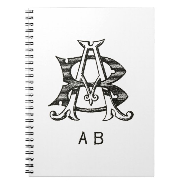 Cuaderno Monograma A y B, Pareja inicial A y B, Boda (Frente)