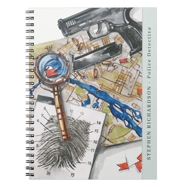 Cuaderno Monograma Acuarela de Detective Policia (Frente)