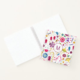 Cuaderno Monograma acuarela floral