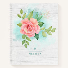 Cuaderno Monograma Acuarela Turquesa Ombre Rosa
