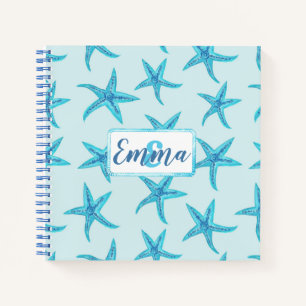Cuaderno Monograma acuático-personalizado de color de estre