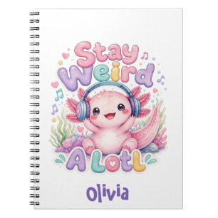 Cuaderno Monograma adorable de axolote Kawaii