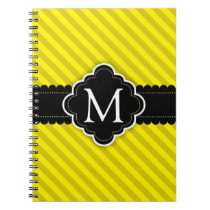 Cuaderno Monograma amarillo del personalizado del negro del