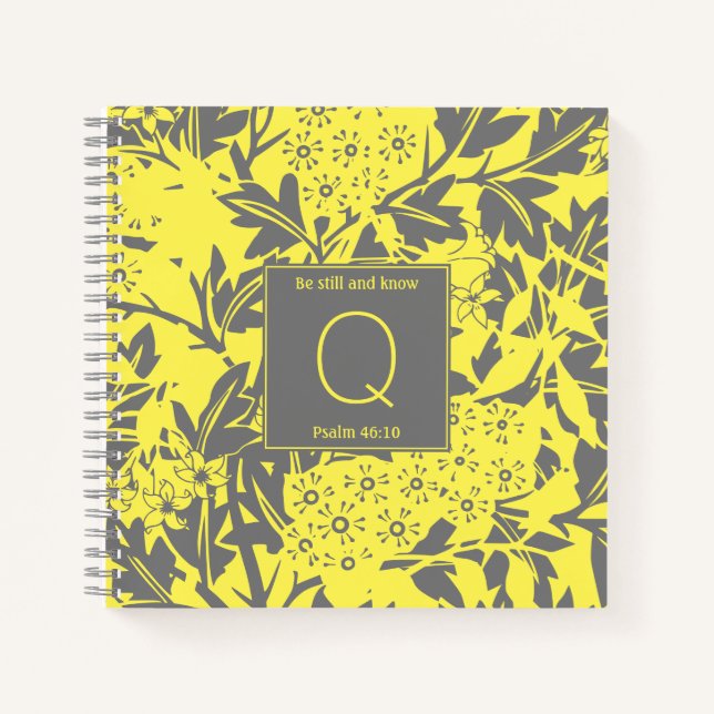 Cuaderno Monograma amarillo floral (Anverso)