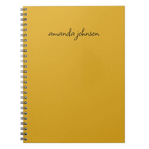 Cuaderno Monograma amarillo mínimo simple Añadir nombre com