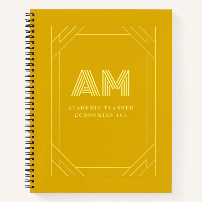 Cuaderno Monograma Amarillo Mostaza Minimalista (Anverso)
