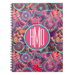 Cuaderno Monograma animal del modelo el del estilo étnico