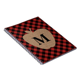 Cuaderno Monograma Apple de la tela escocesa y de la