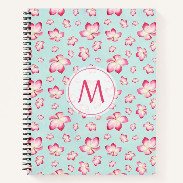 Cuaderno Monograma Aqua de Frangipani Rosa (Anverso)