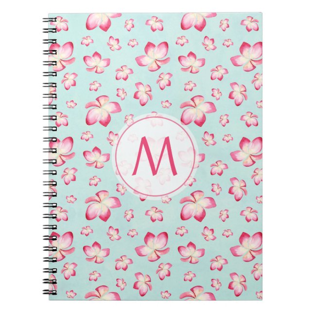 Cuaderno Monograma Aqua de Frangipani Rosa (Frente)