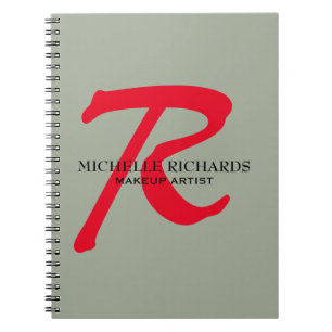 Cuaderno Monograma Artista de maquillaje negro y rojo