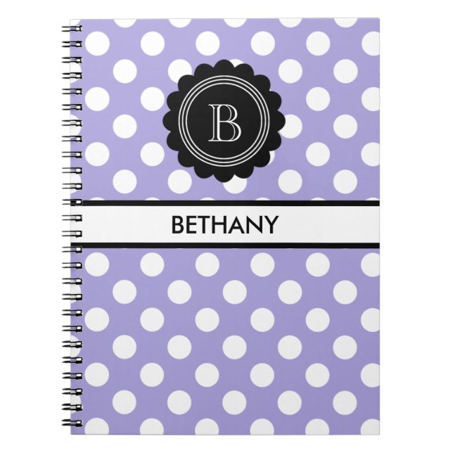 Cuaderno Monograma Aura Indigo y Polka Negro Punto (Frente)